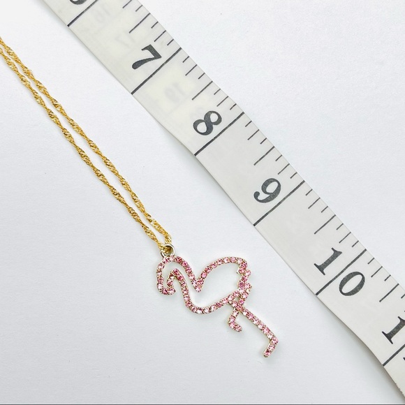 🔴🔴 NEW Pink Flamingo Rhinestone Necklace Chain Necklace Pink - Picture 13 of 13